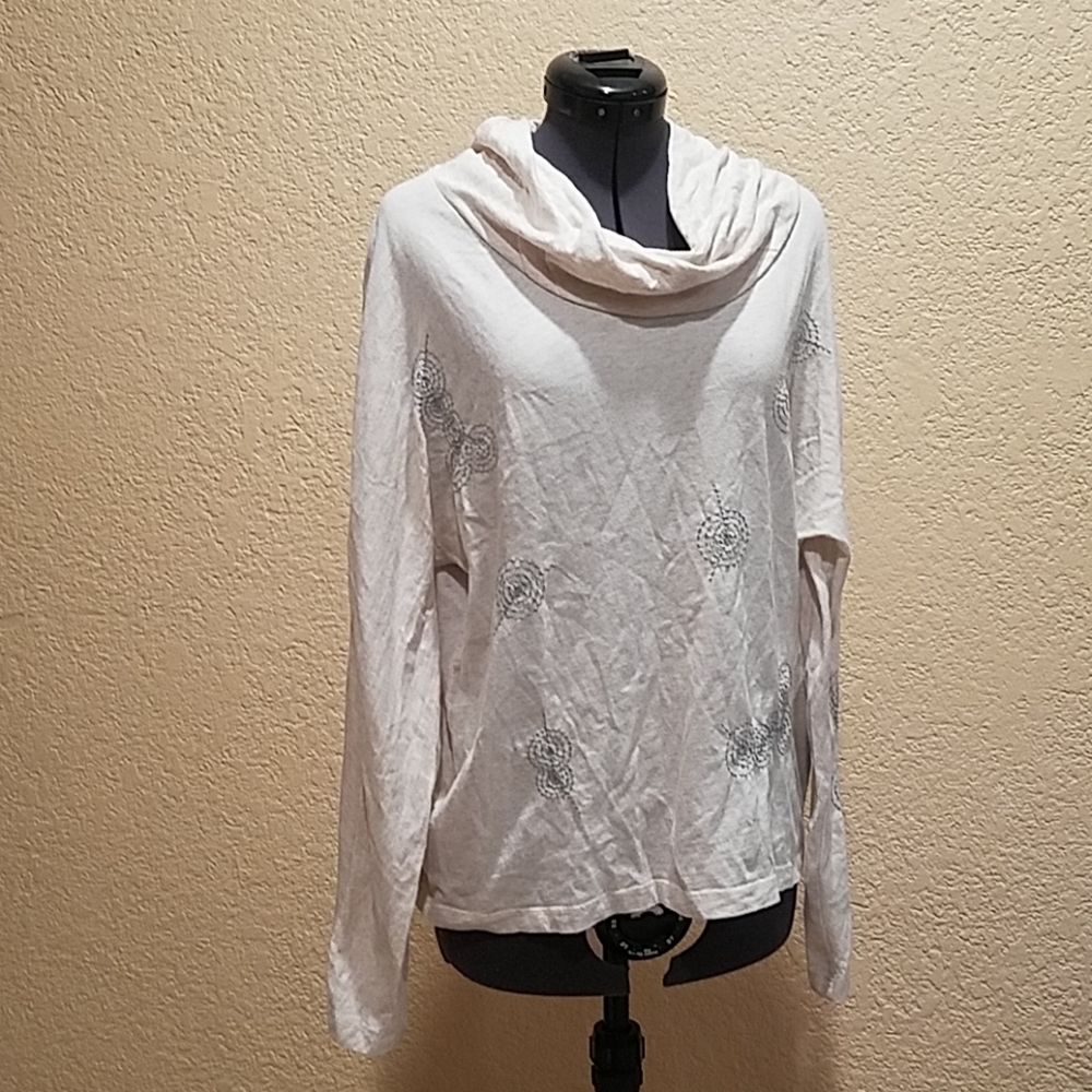 Synergy cowl neck top with energy symbols